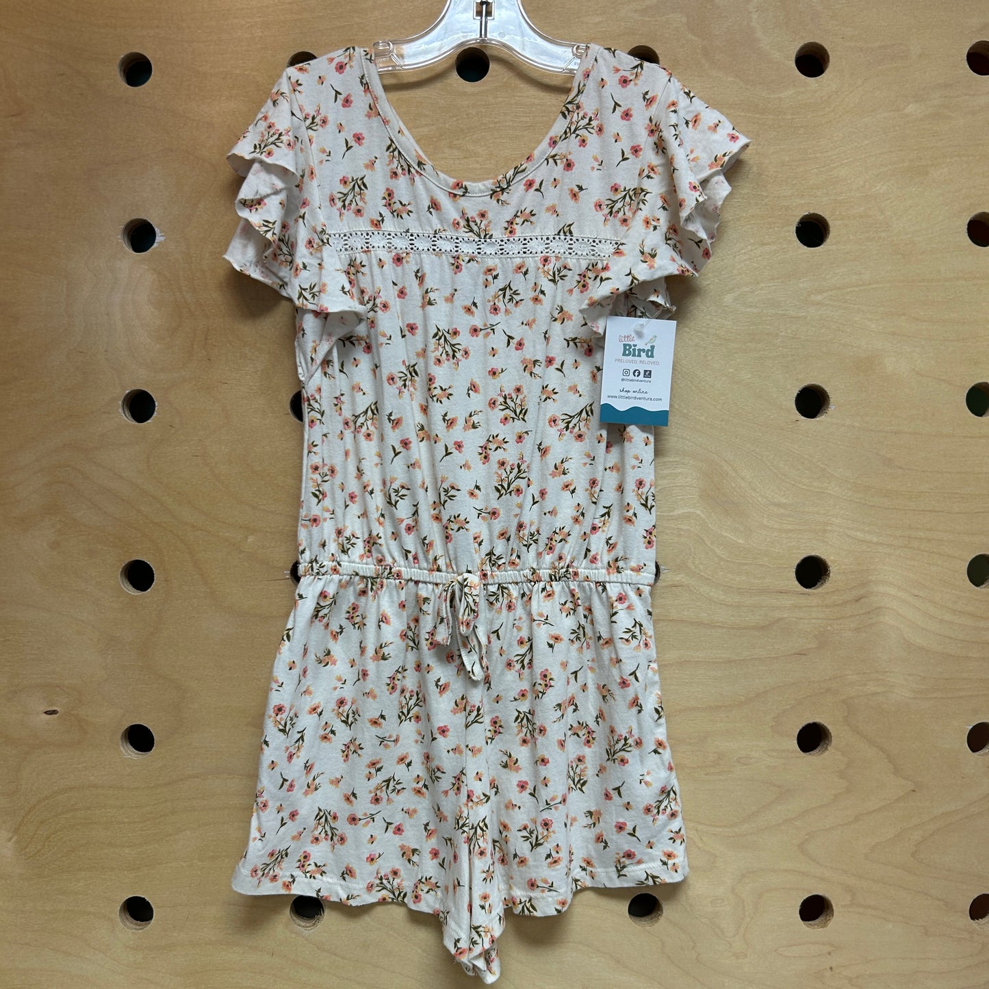 Cream Floral Scoop-Back Romper