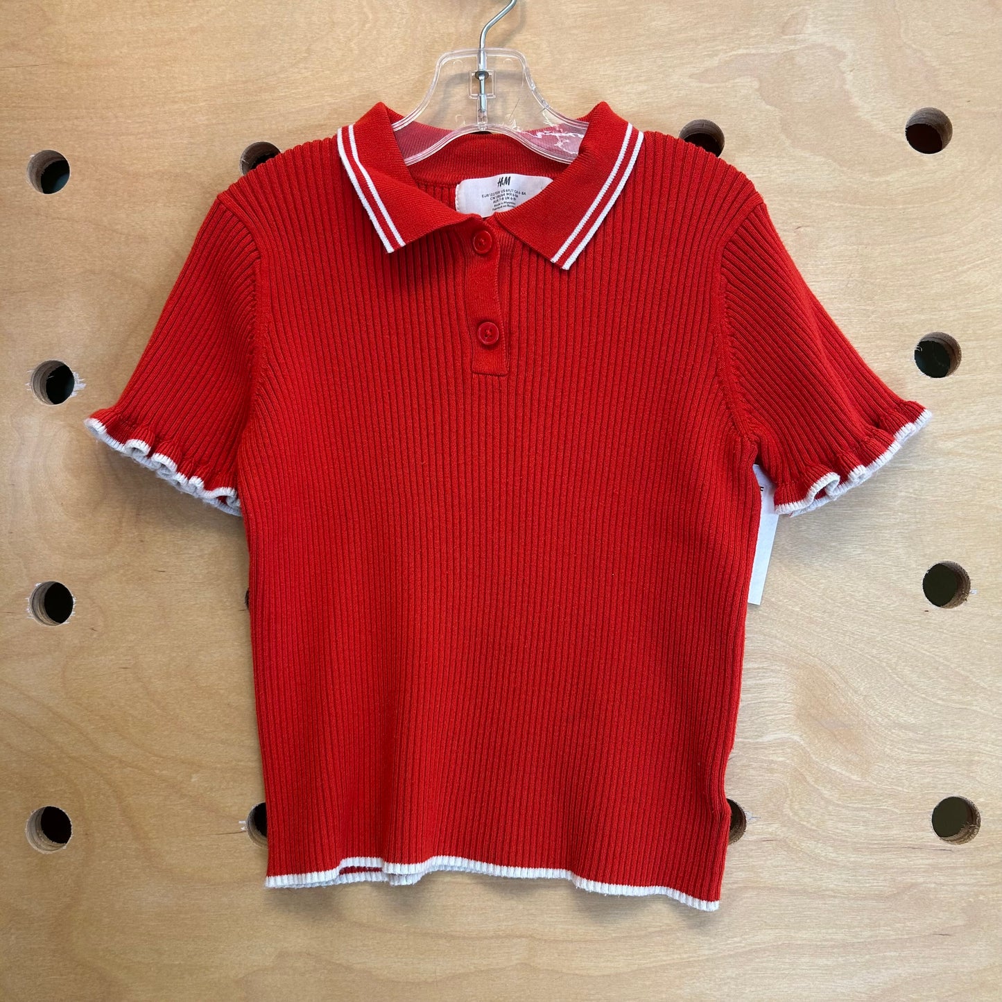 Red/White Trim Ribbed Shirt