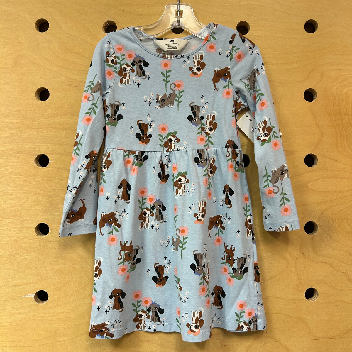 Blue Doggy Long Sleeve Dress