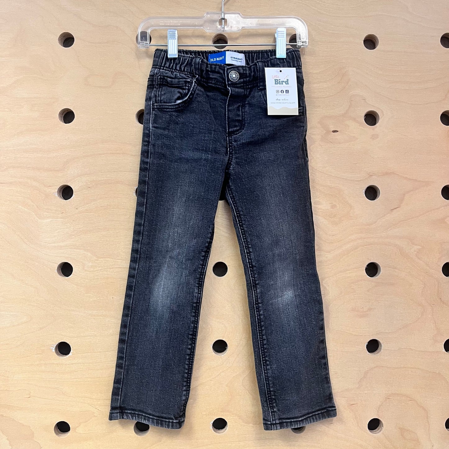Black Straight Pull On Snap Denim