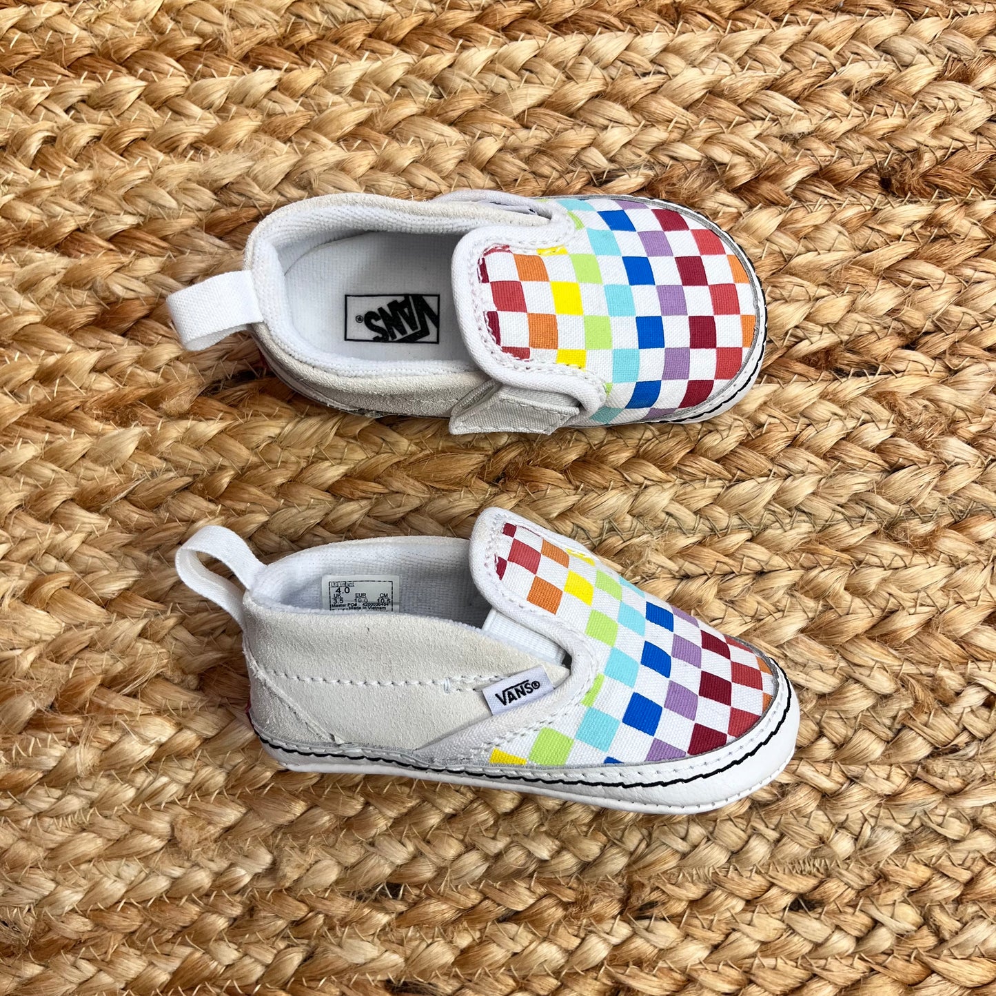 Rainbow Checkered Skate Crib Walkers