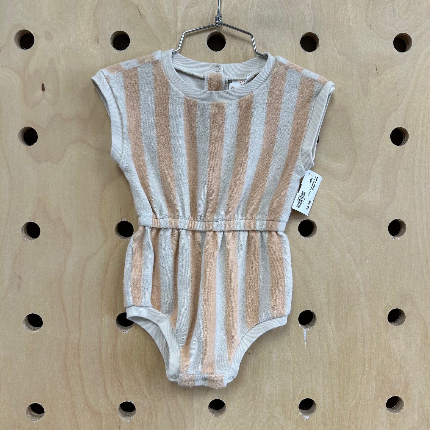 Peach Striped Terry Romper