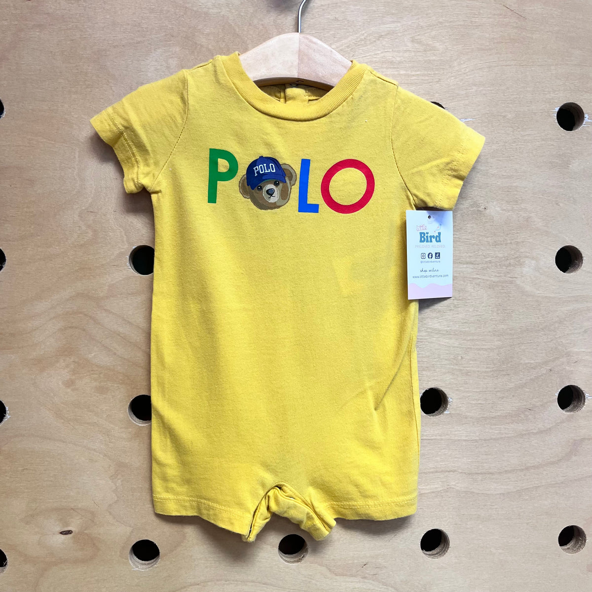 Yellow 'Polo' Logo Bear Romper