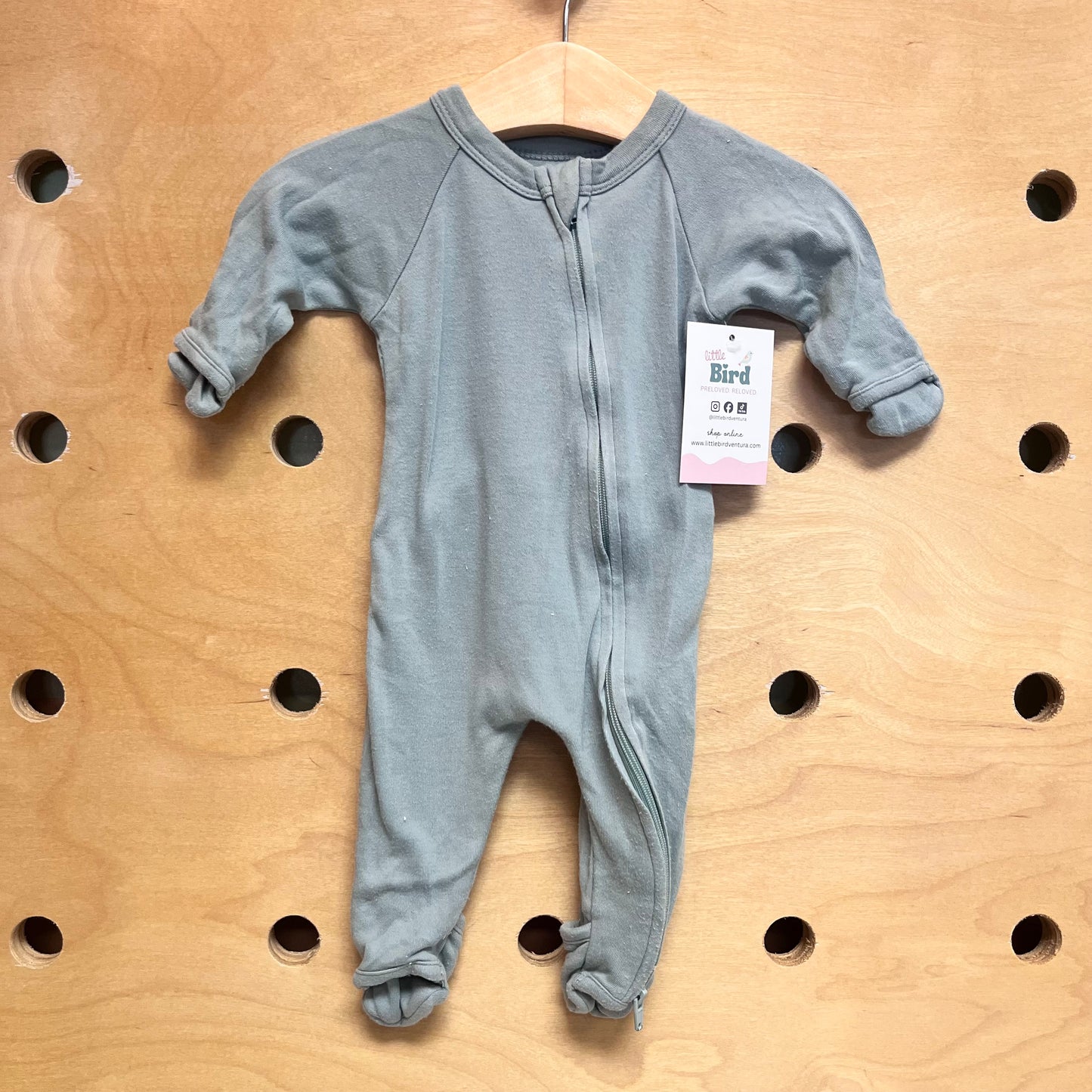 Organic Dusty Blue 2-Way Zip Footies