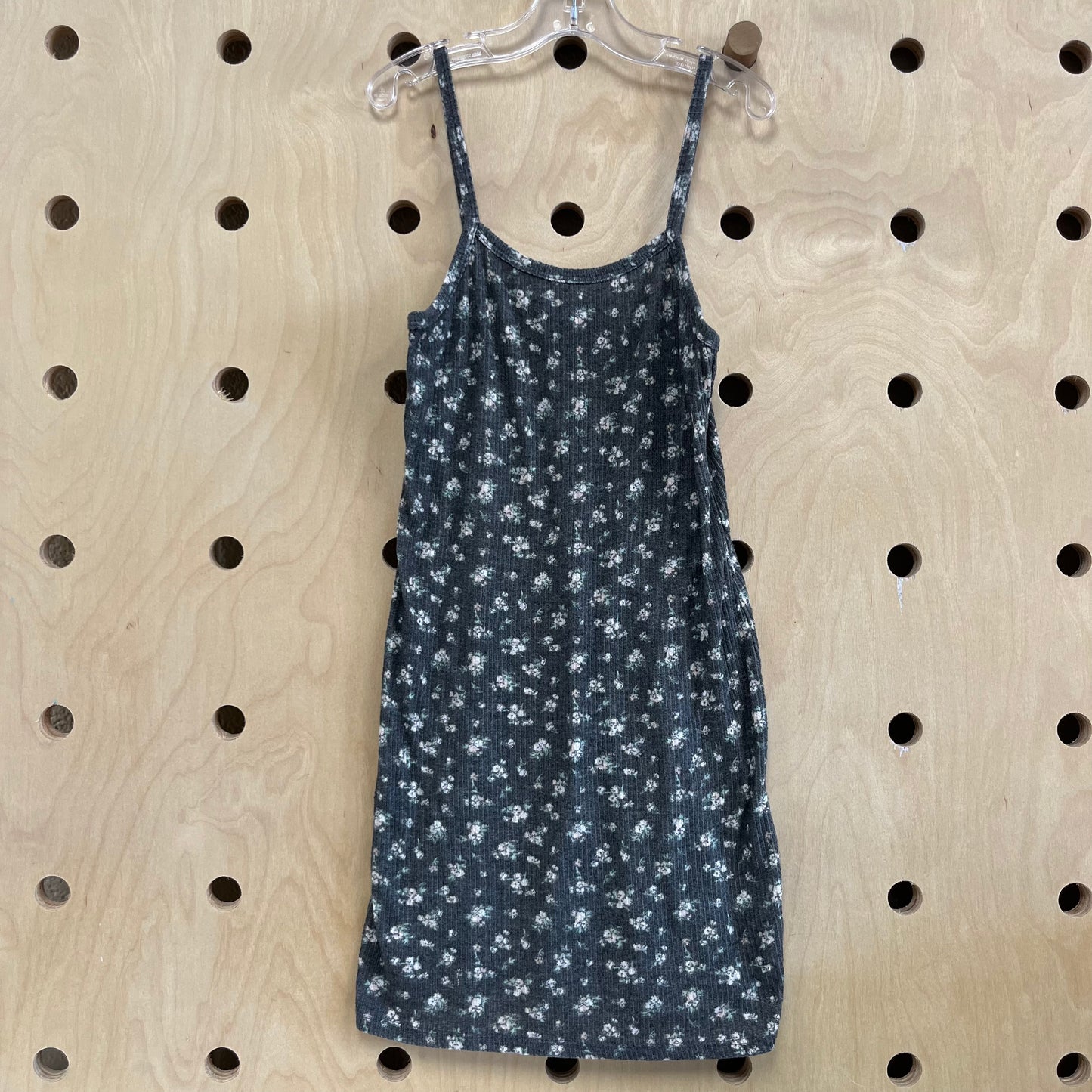 Grey Ribbed Floral 2pc Dress