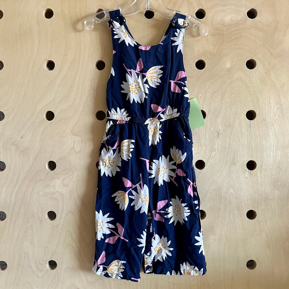 Navy Blue Floral Tank Romper