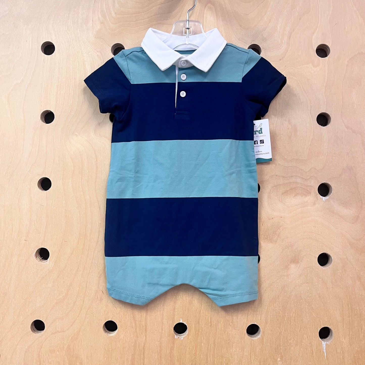 Blue Striped Polo Romper NEW!