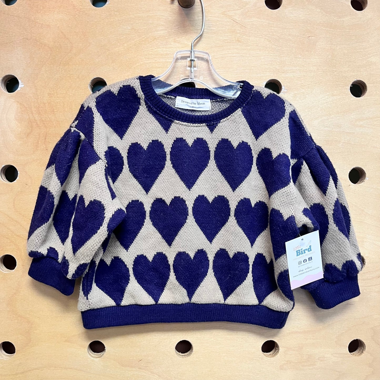 Tan & Navy Hearts Sweater