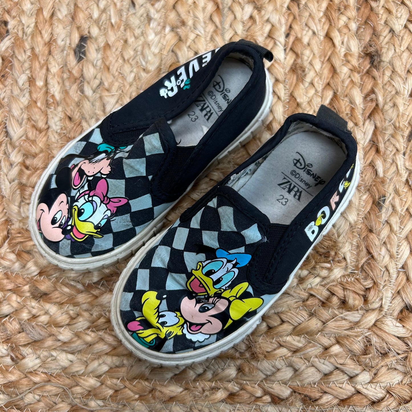 Disney 'Never Bored' Checkered Slip-Ons