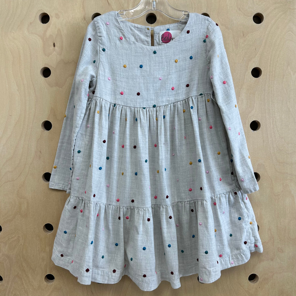 Lt Grey Colorful Polka Dot Dress