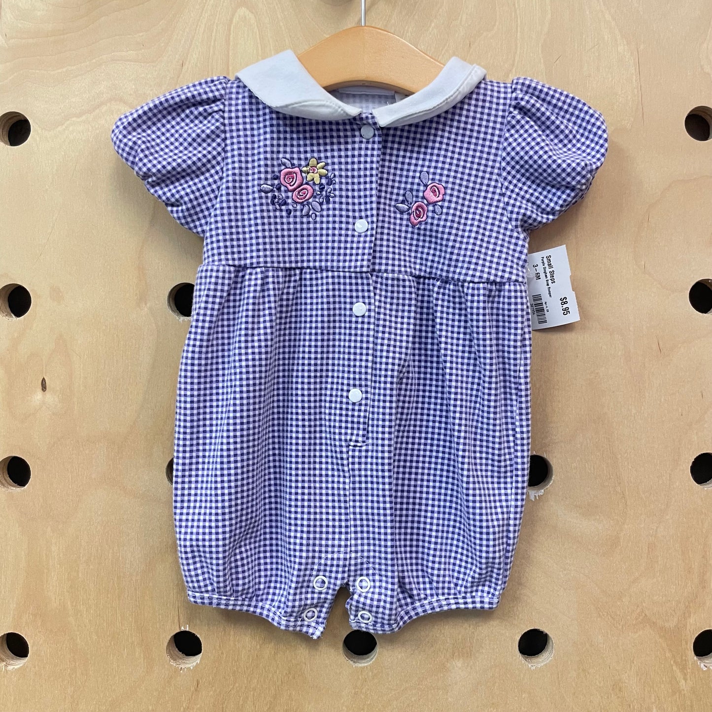 Purple Gingham Snap Romper