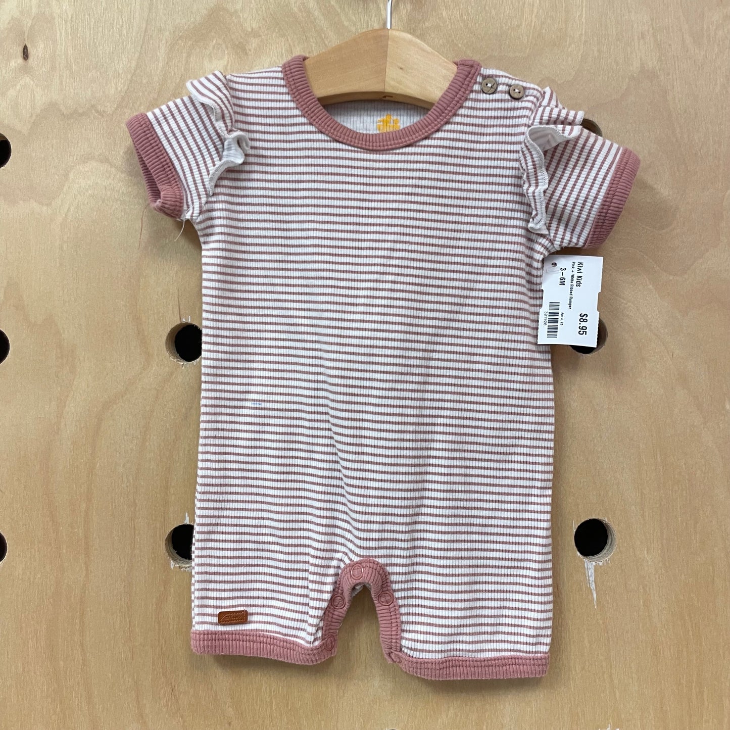 Pink + White Ribbed Romper