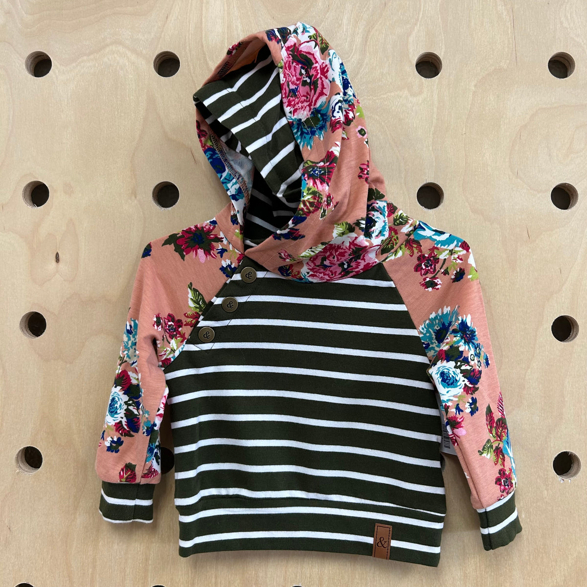 Green & Pink Floral Hoodie
