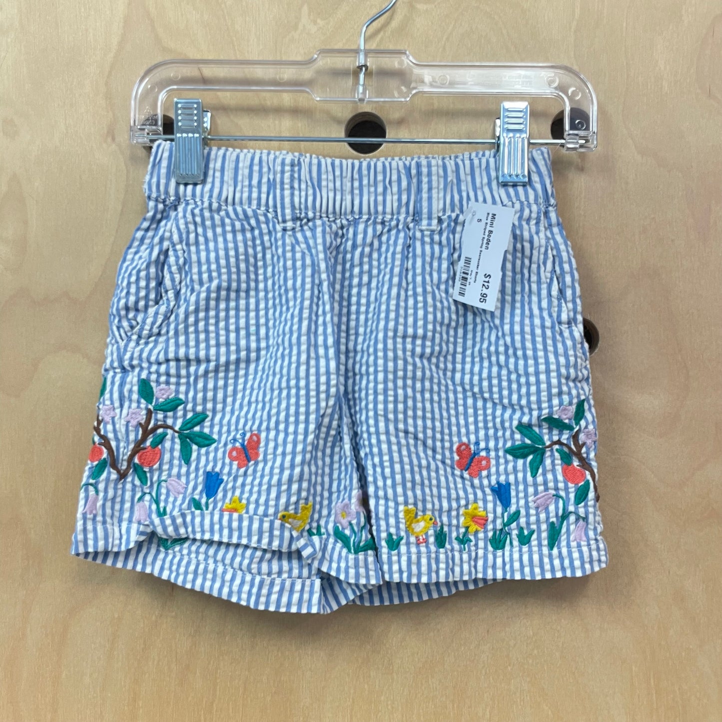 Blue Striped Spring Seersucker Shorts