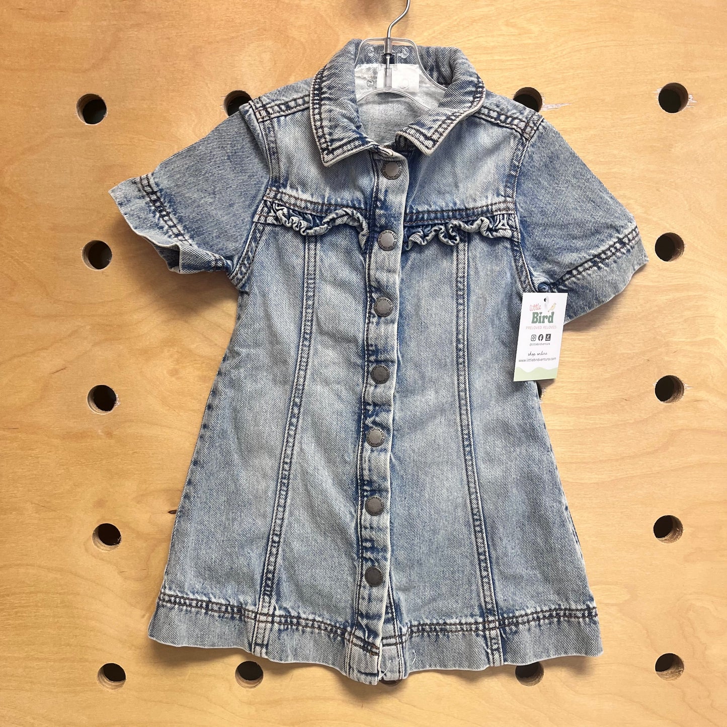 Collared Soft Denim Snap Dress