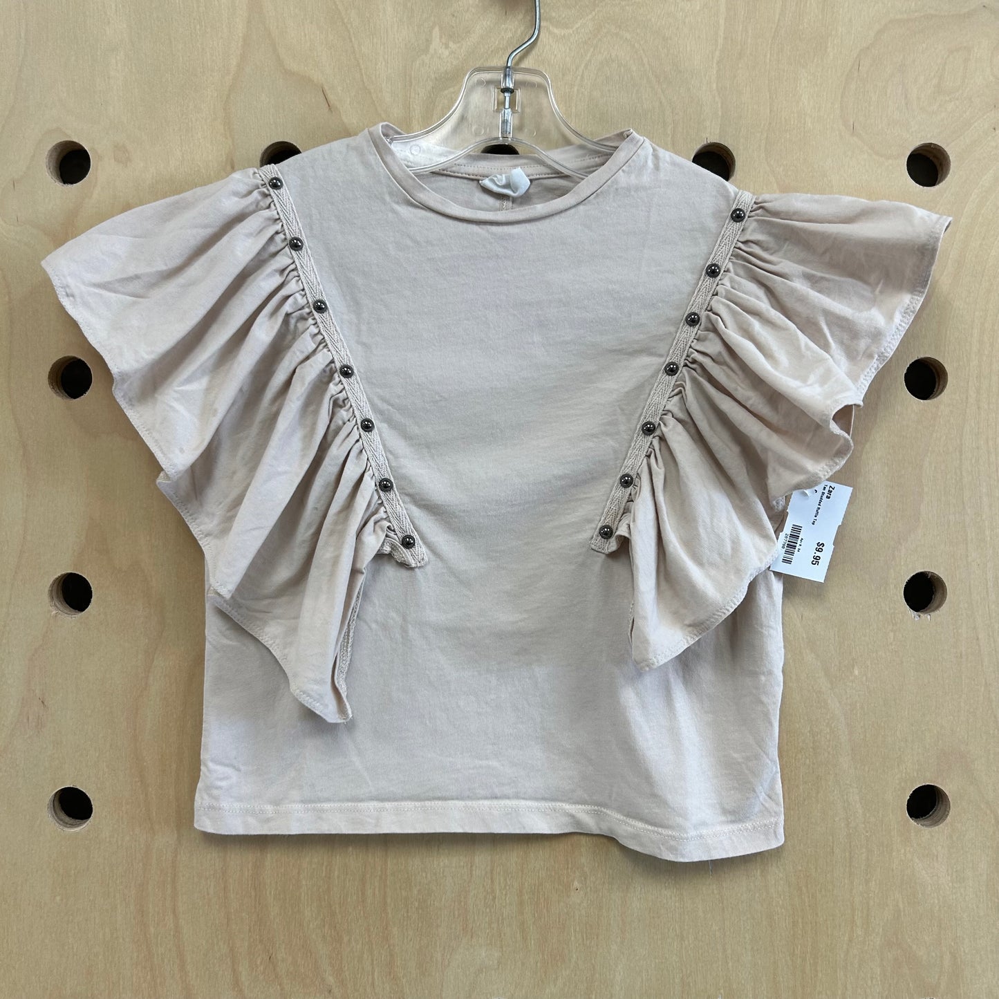 Tan Studded Ruffle Top