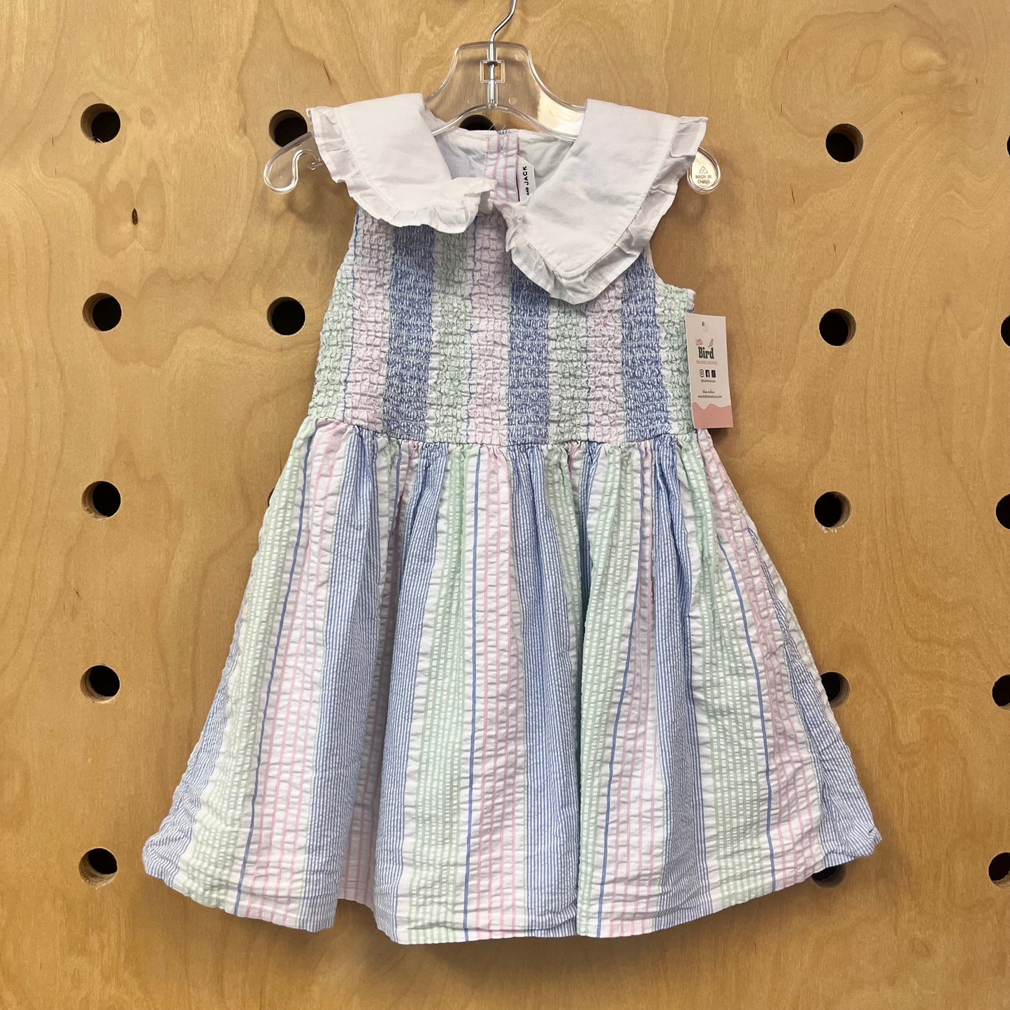 Blue & Pink Ruffle Collar Dress