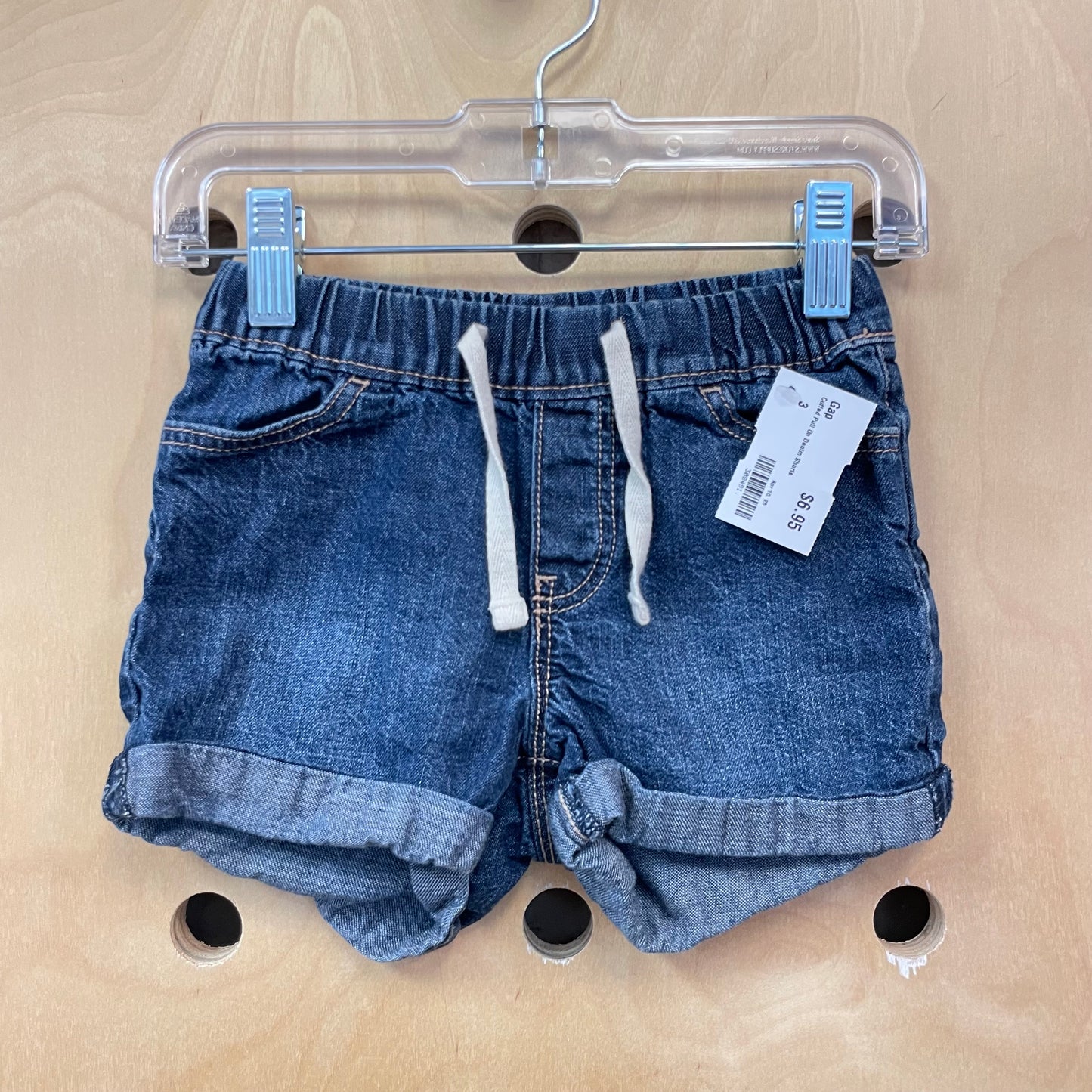 Cuffed Pull On Denim Shorts