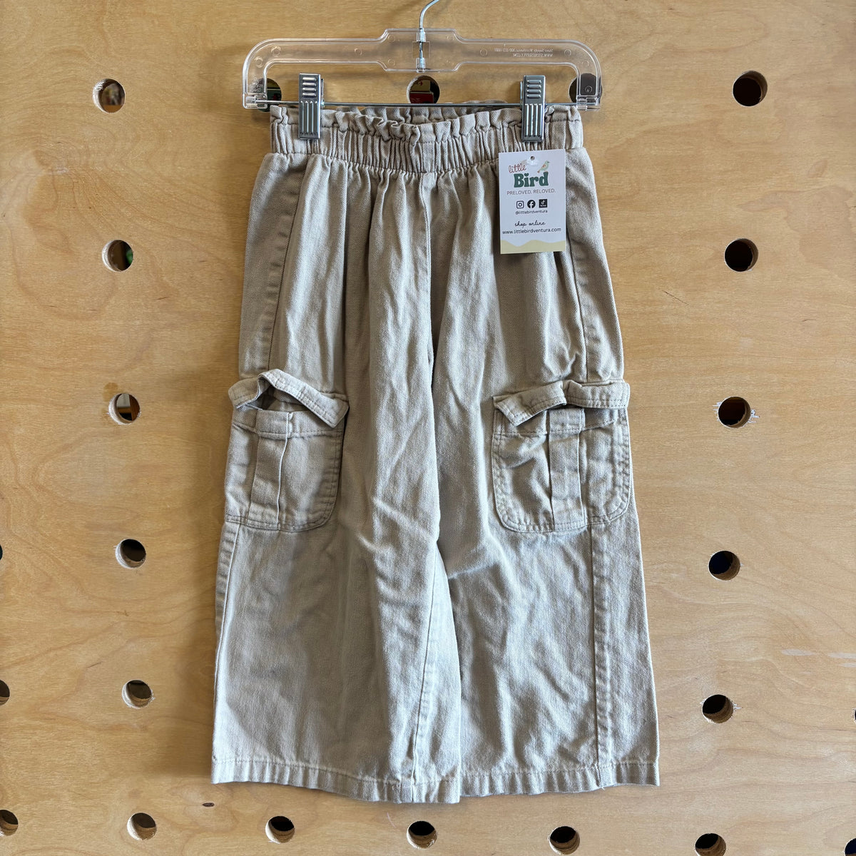 Beige Wide Leg Pocket Pull On Pants