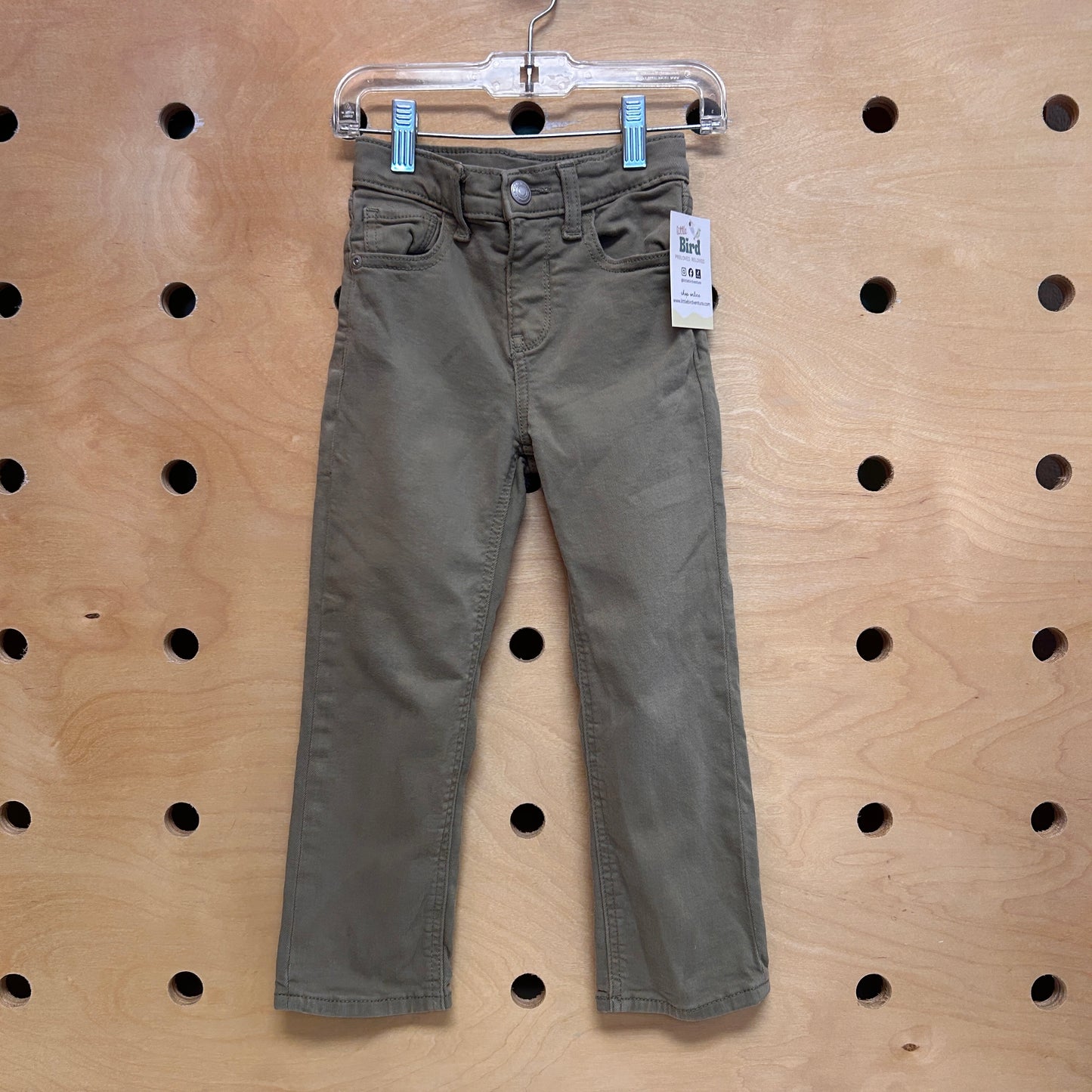 Green Denim Straight Leg Pants