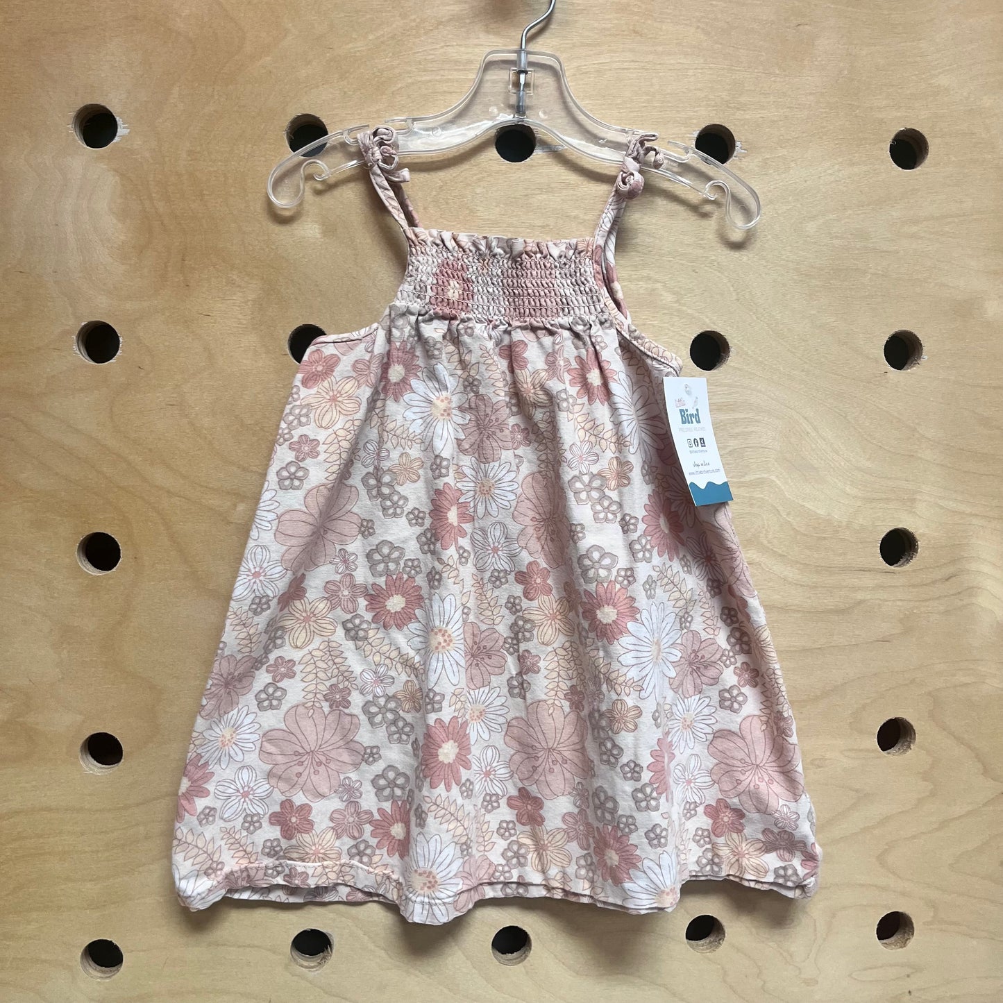 Pink/White Floral Smocked Dress