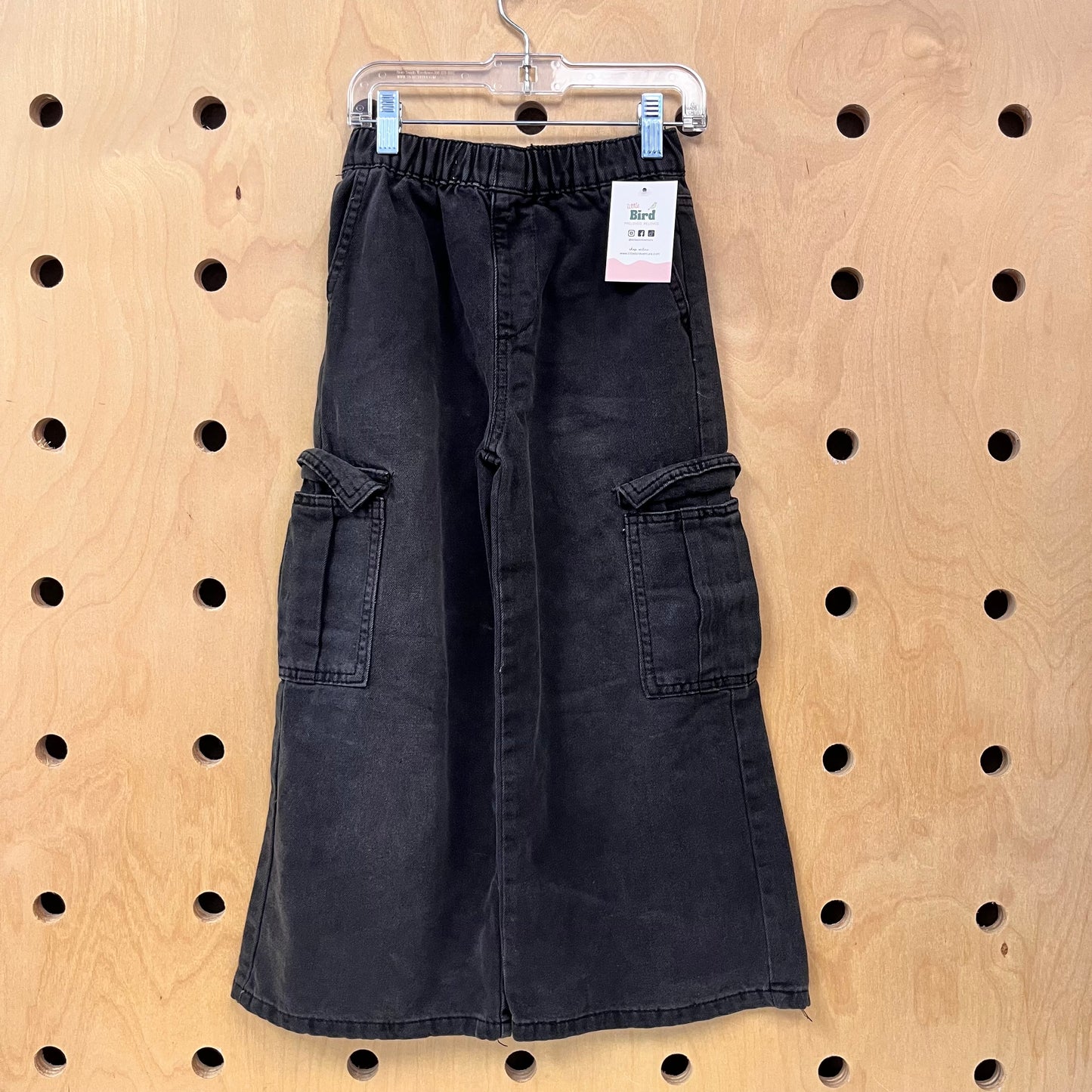 Black Wide Leg Cargo Denim