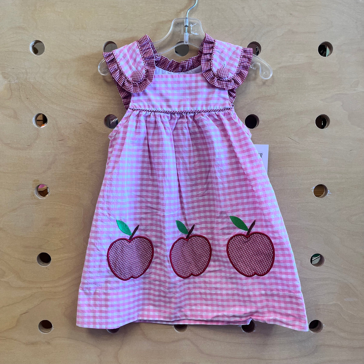 Pink Plaid Red Apples Dress