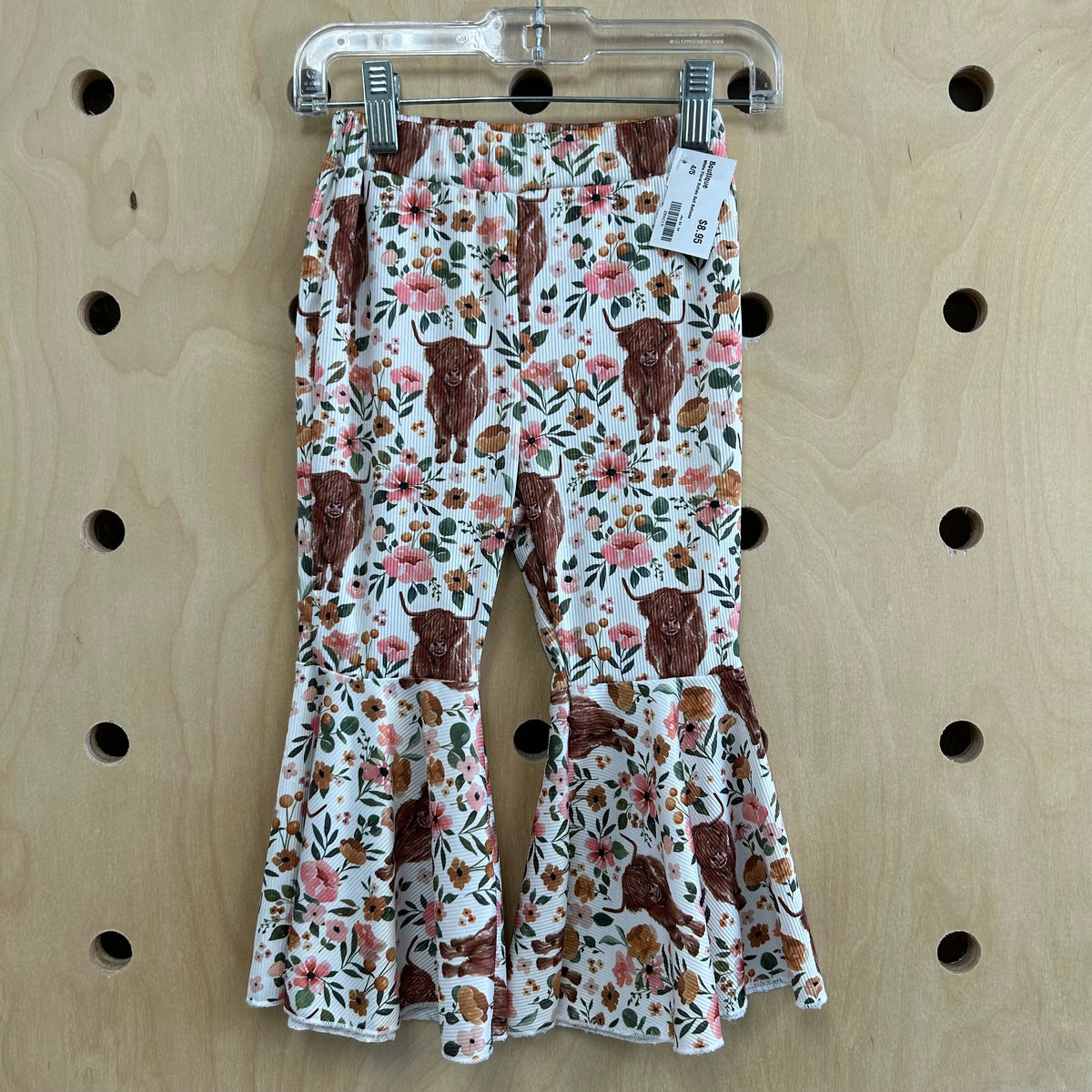 White Floral Buffalo Bell Bottoms