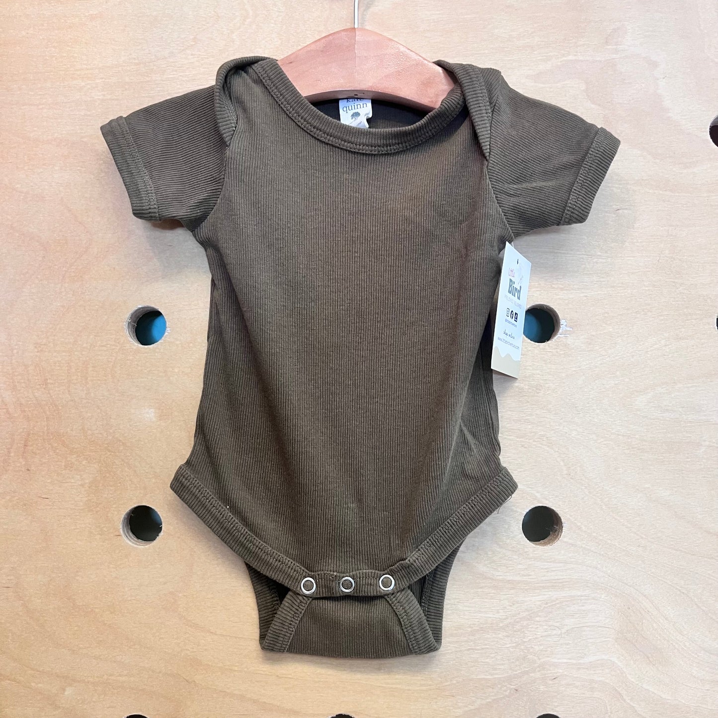 Organic Olive Ribbed Bodysuit