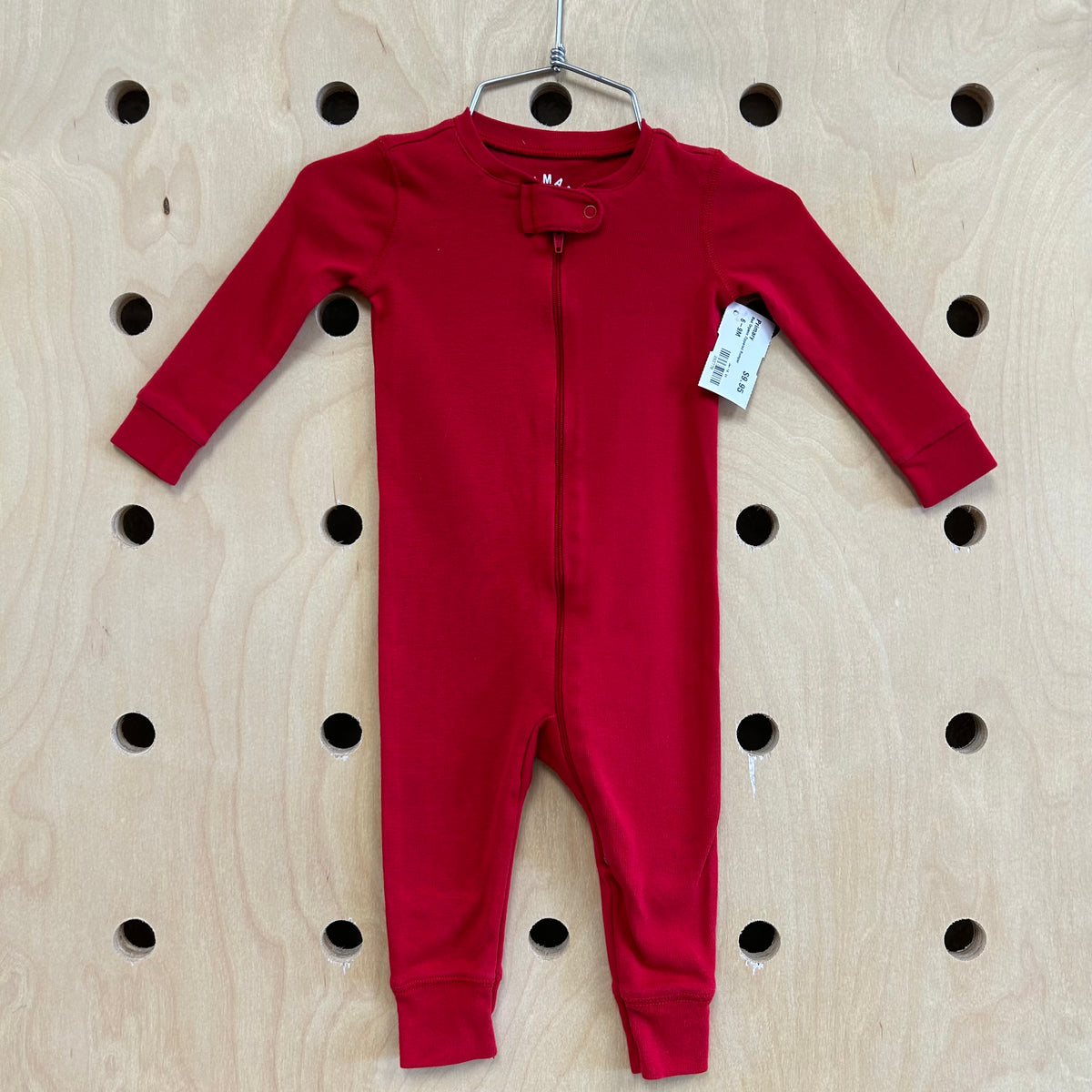 Red Organic Zippered Romper