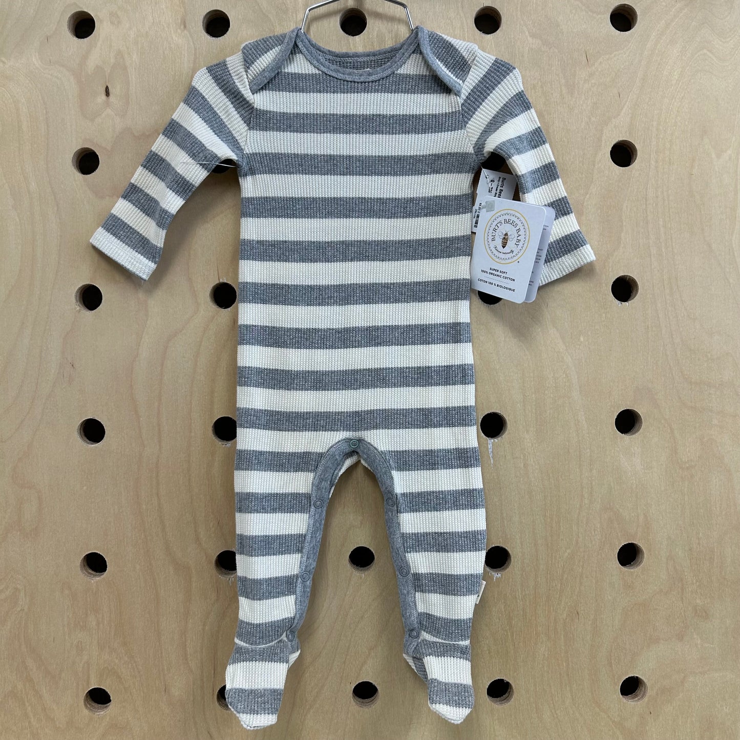 Grey+Cream Striped Waffle Footies NEW!