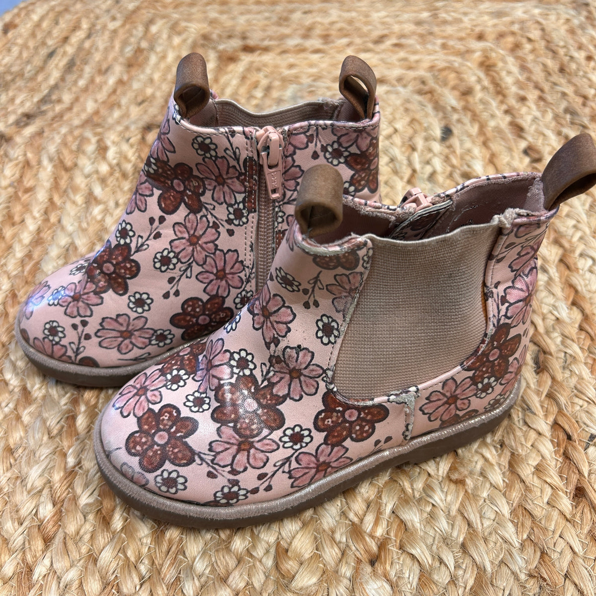 Pink Floral Chelsea Boots