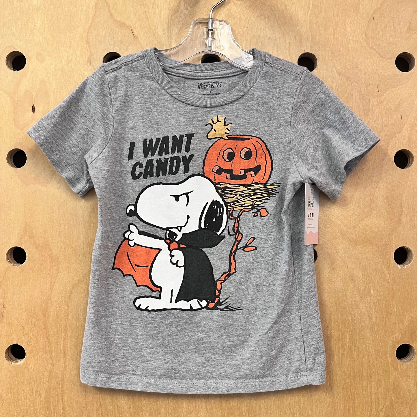 Grey I Want Candy Snoopy Tee