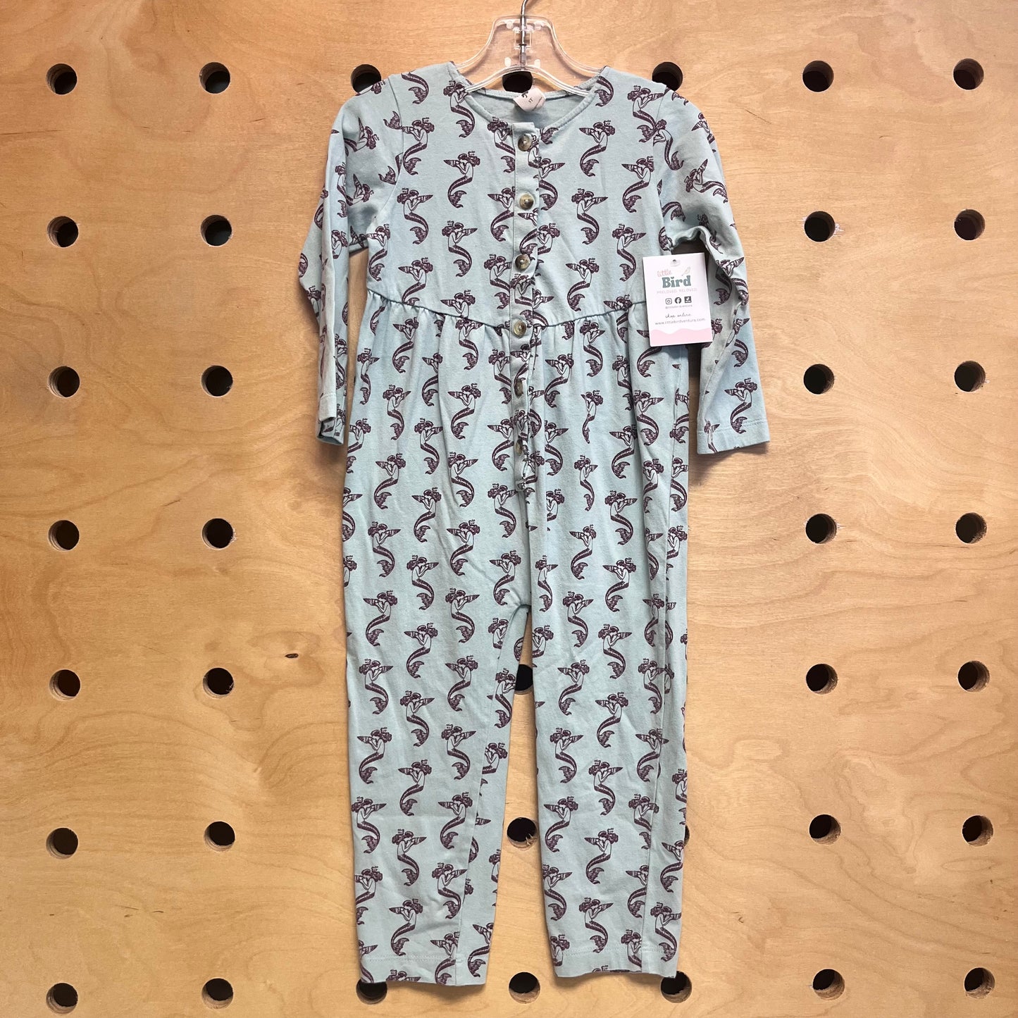 Organic Blue/Red Mermaids Romper