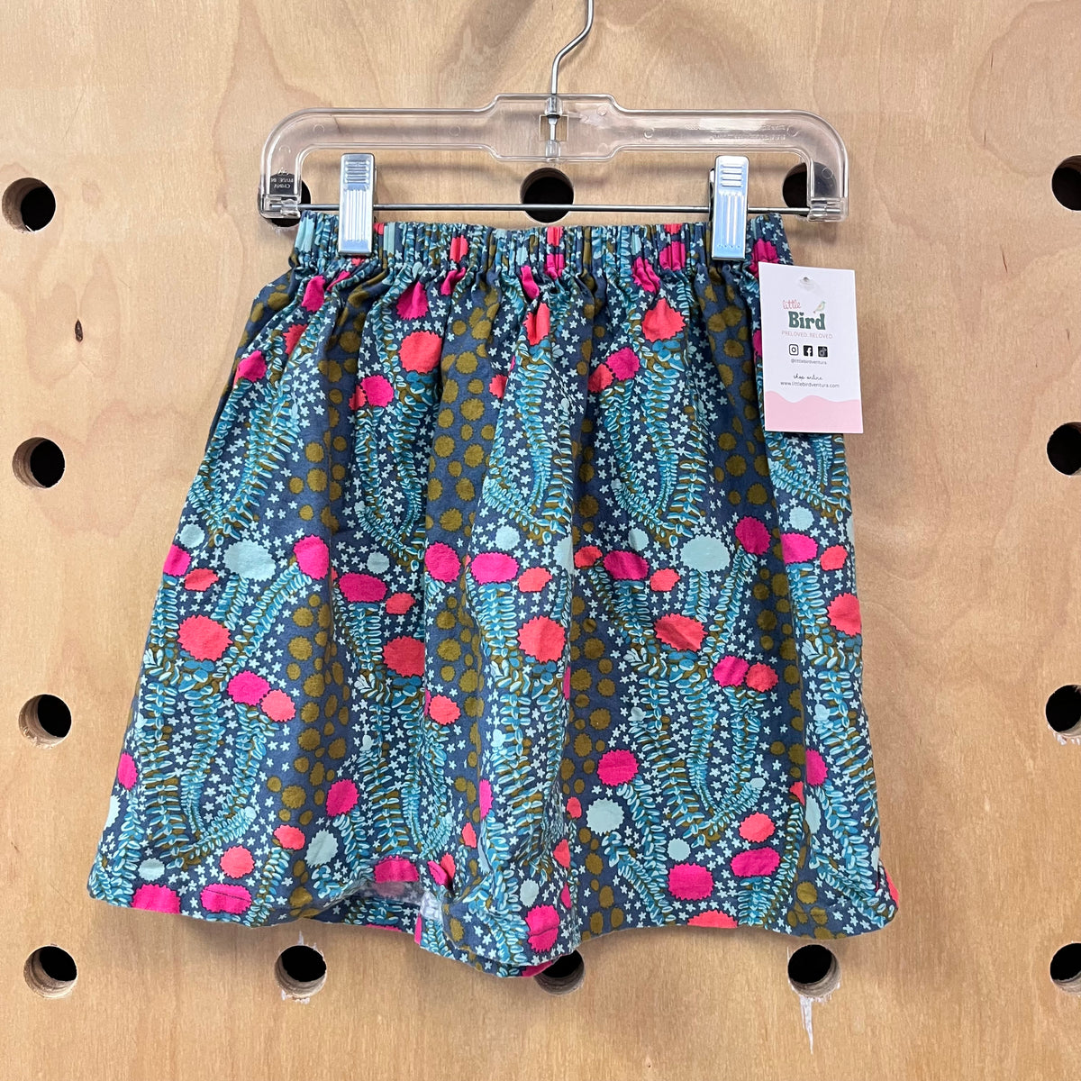Green + Pink Pull On Skirt