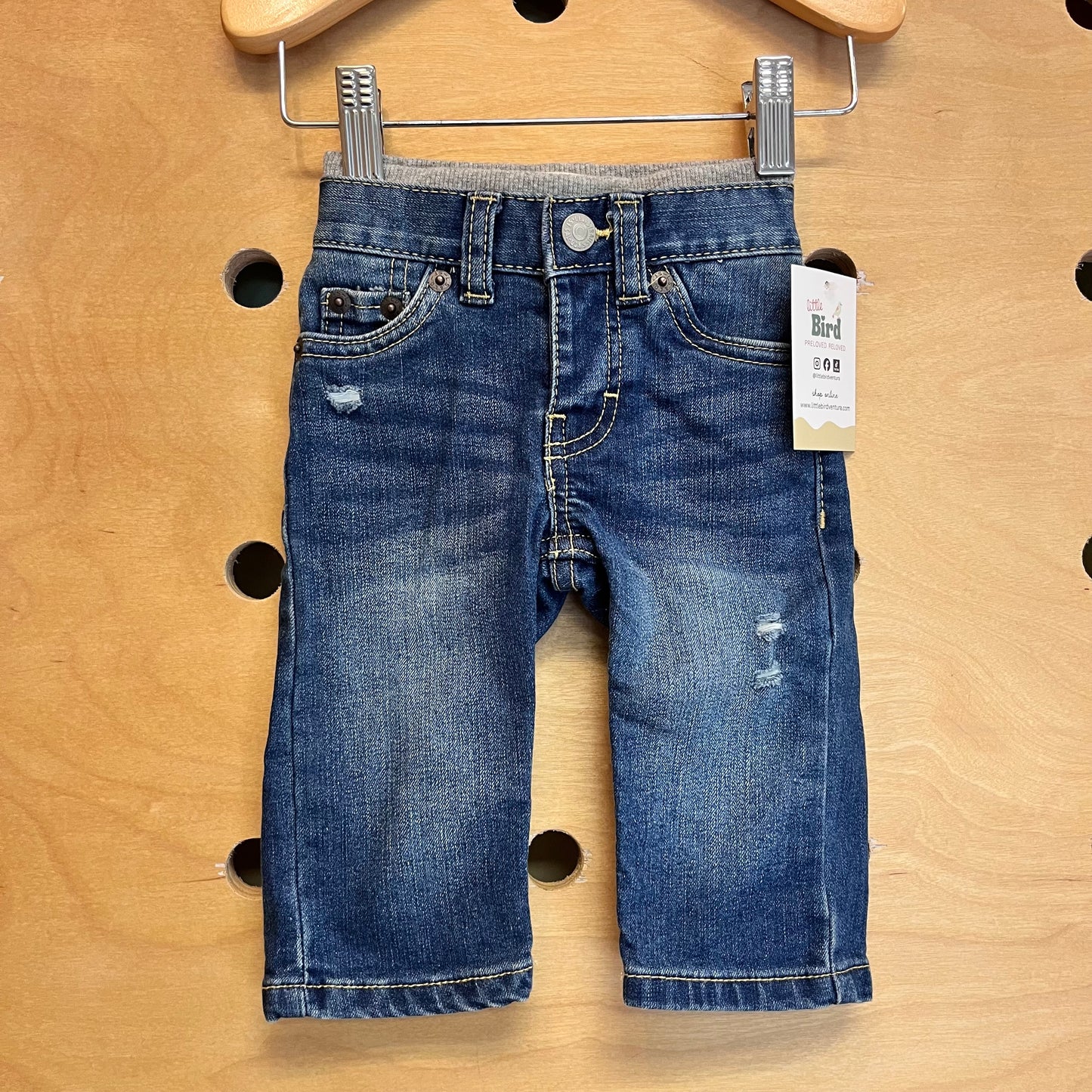 Distressed Dark Straight Denim