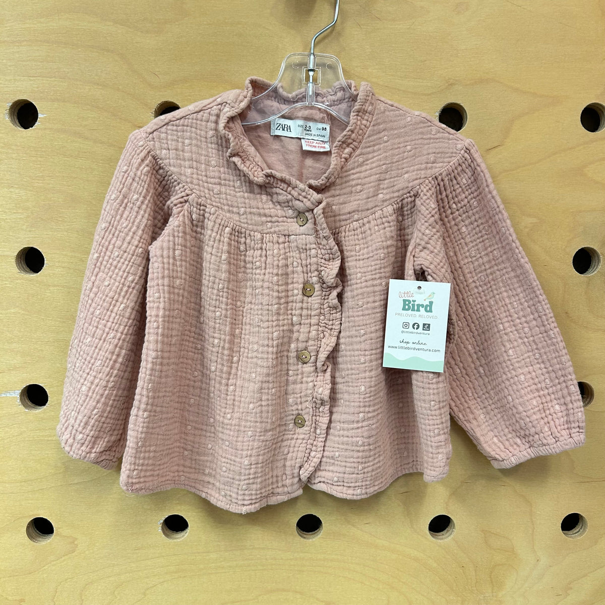 Pink Gauze Wood Button Shirt