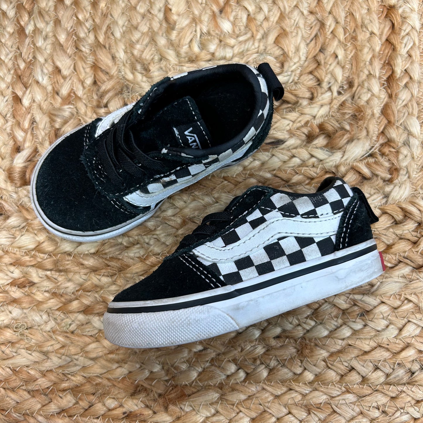 Black & Checkered Slip-On Sneakers