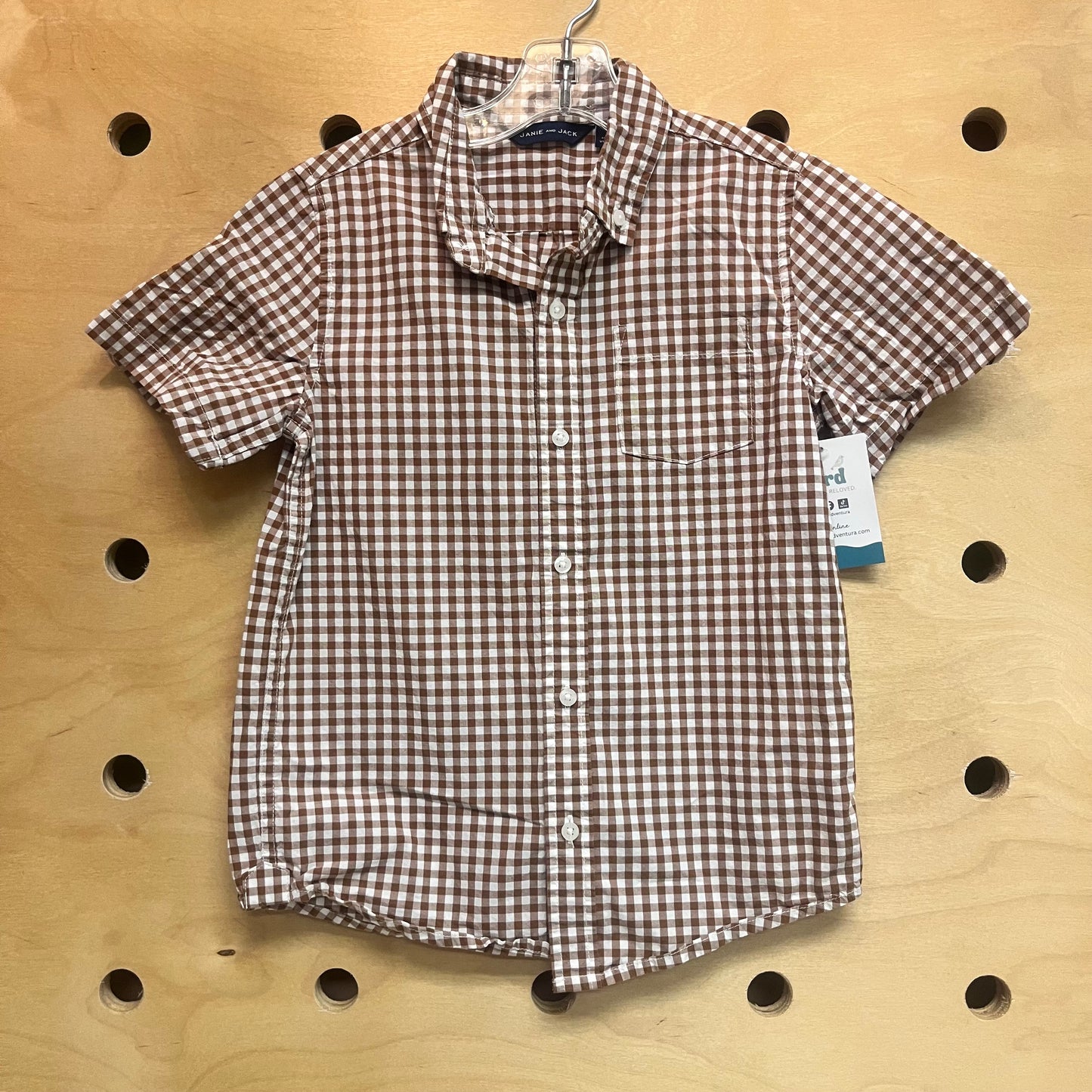 Brown Gingham Button Up Shirt