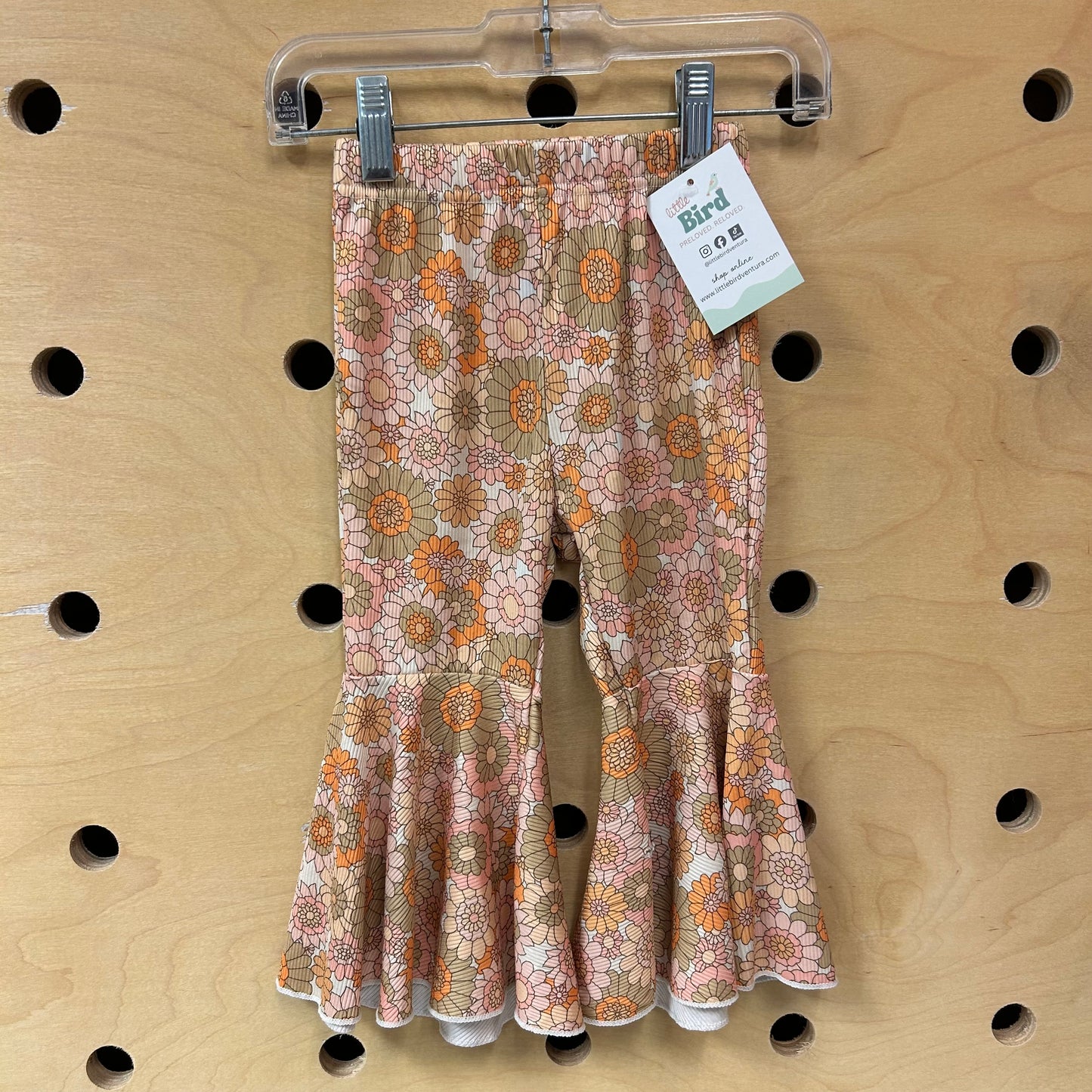 Floral Ribbed Silky Flare Pants