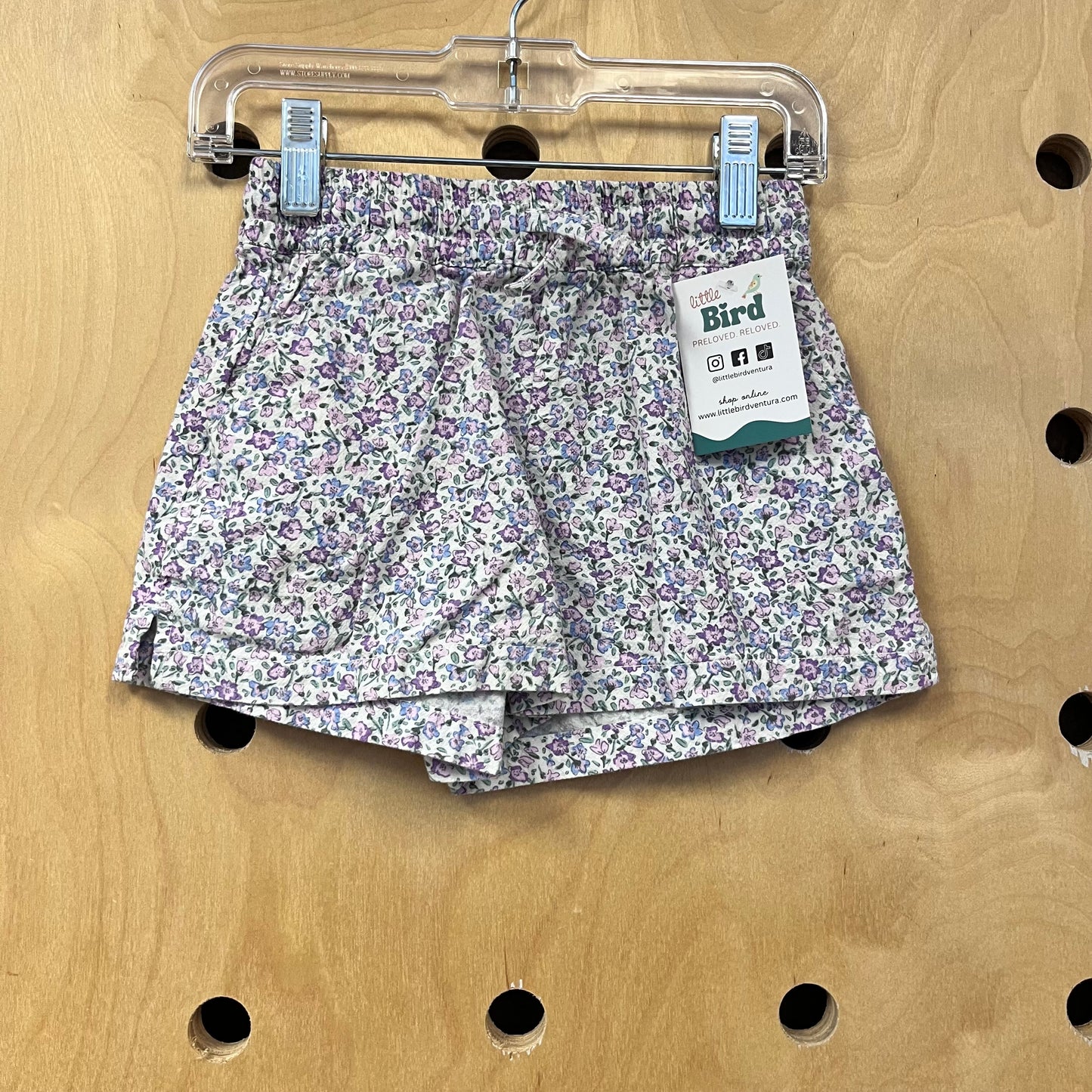 White Floral Shorts