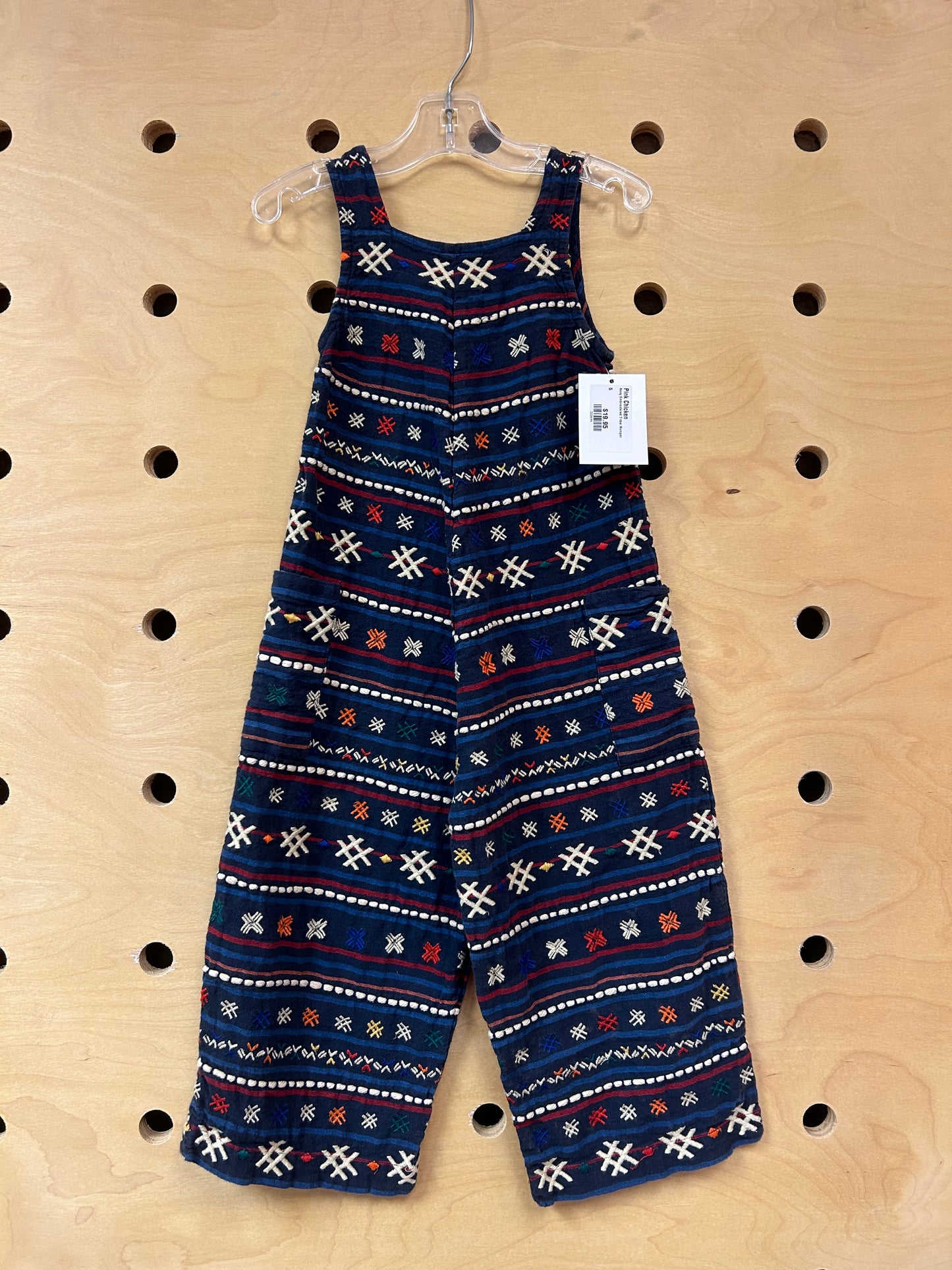 Navy Embroidered Tribal Romper