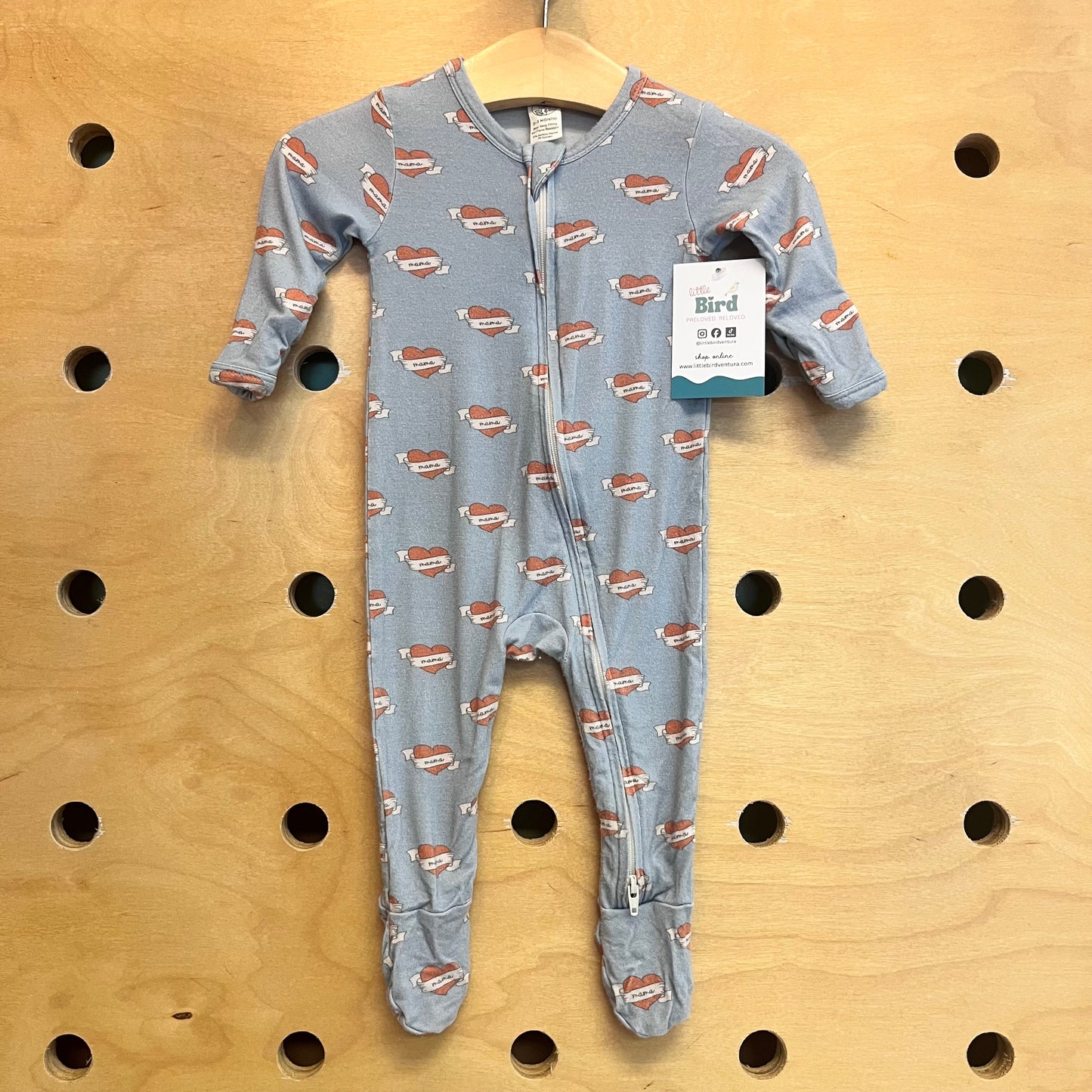 Blue Heart Mama Bamboo Footies