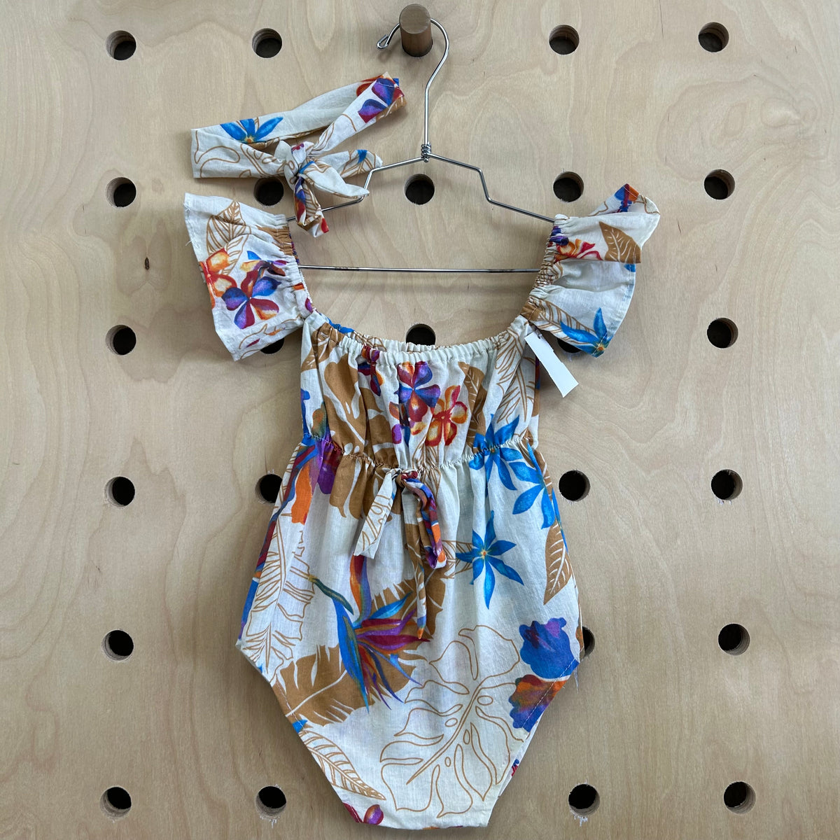 Tan Tropical Romper+Headband