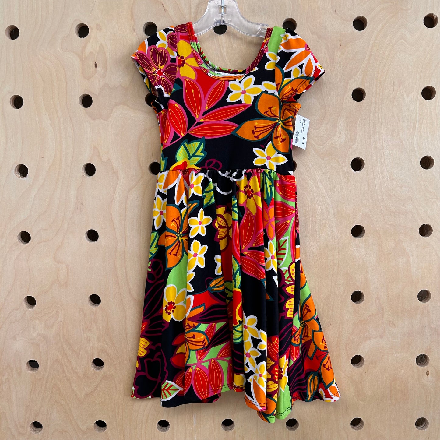 Black Tropical Floral Dress