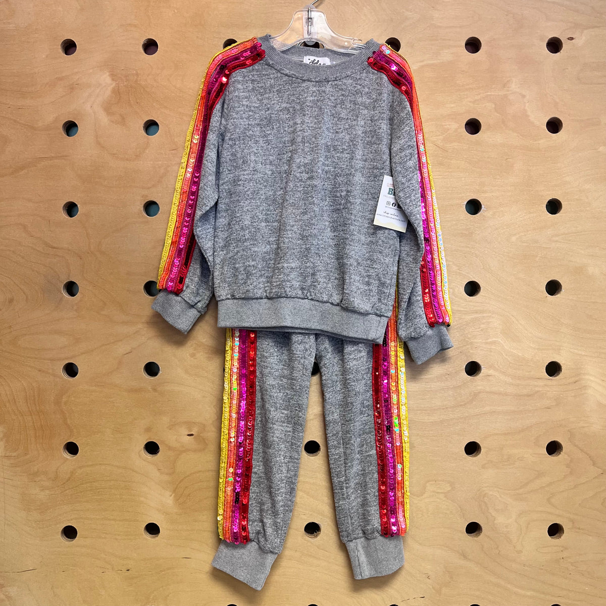 Grey Colorful Sequins Knit Outfit