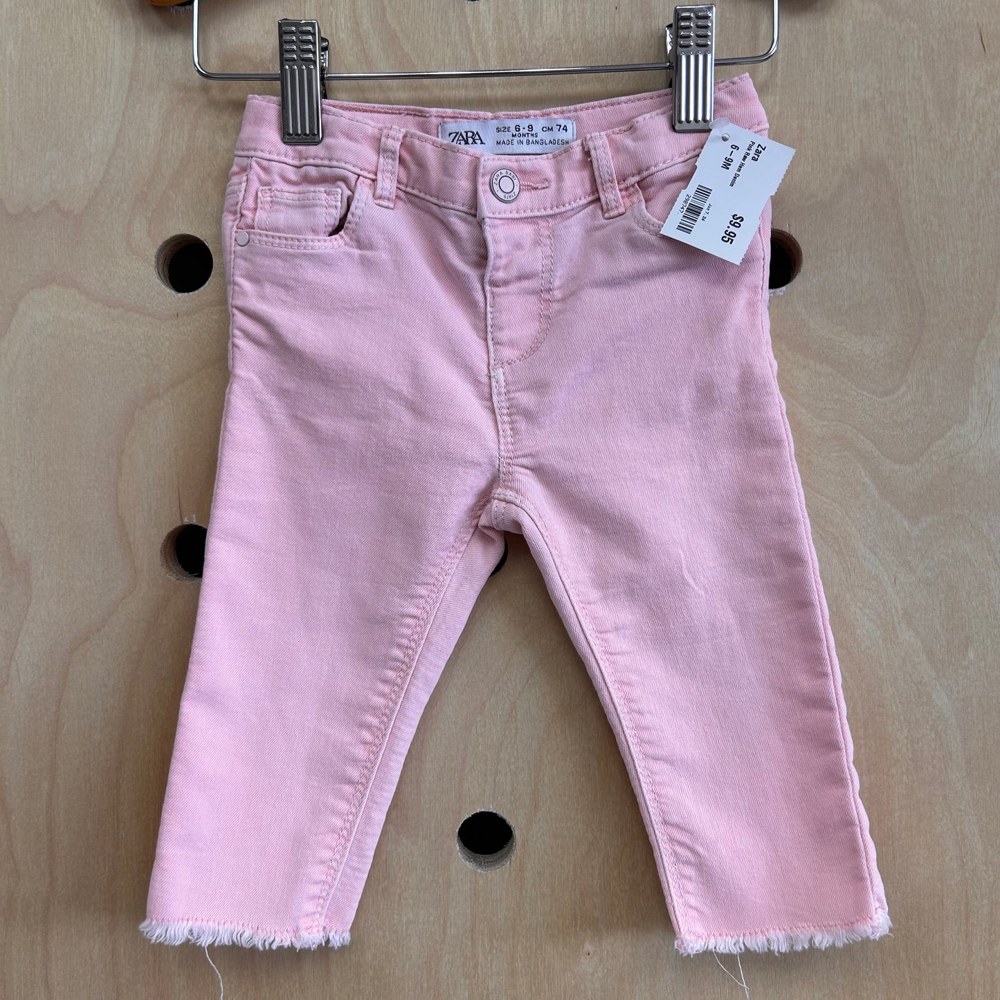 Pink Raw Hem Denim