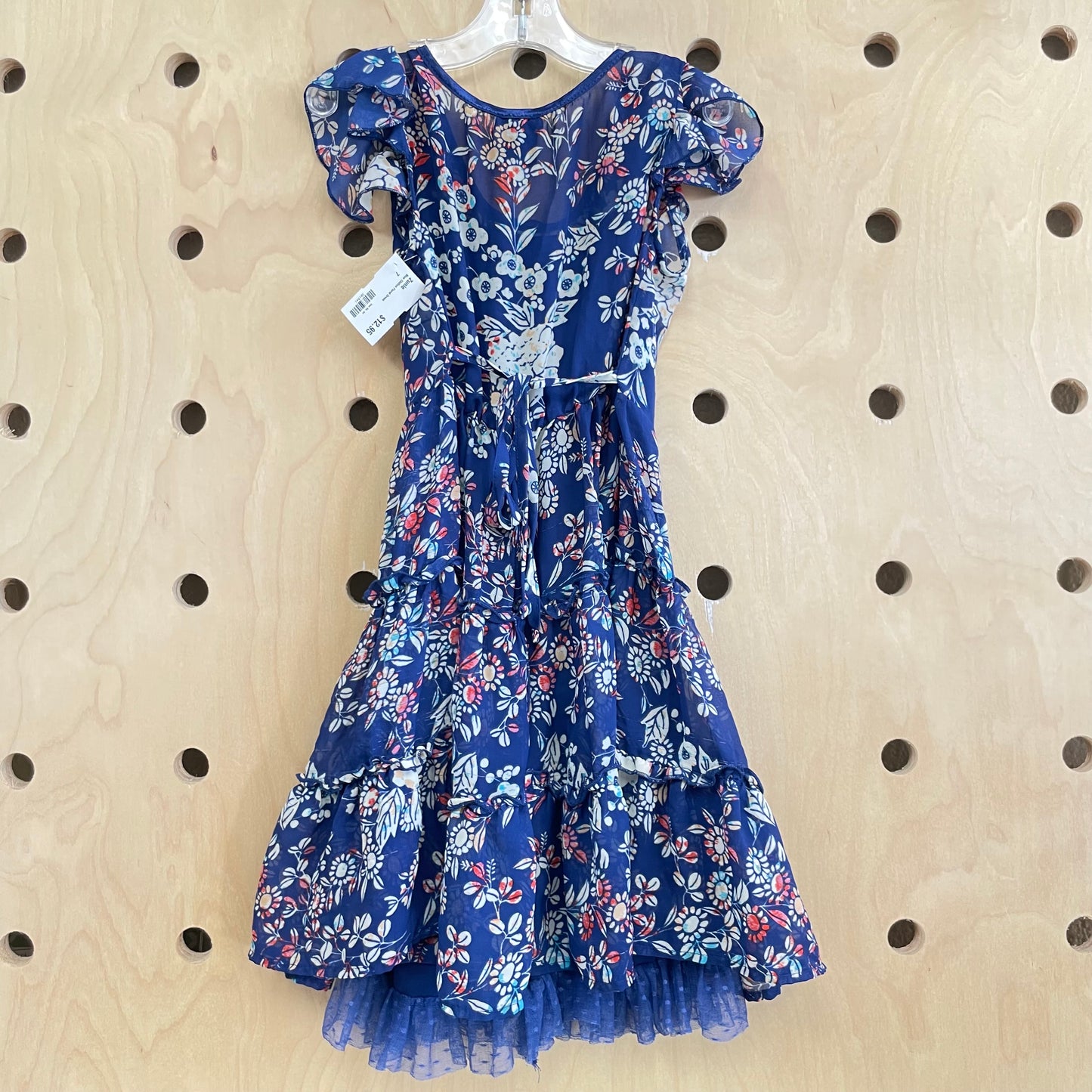 Blue Chiffon Floral Dress