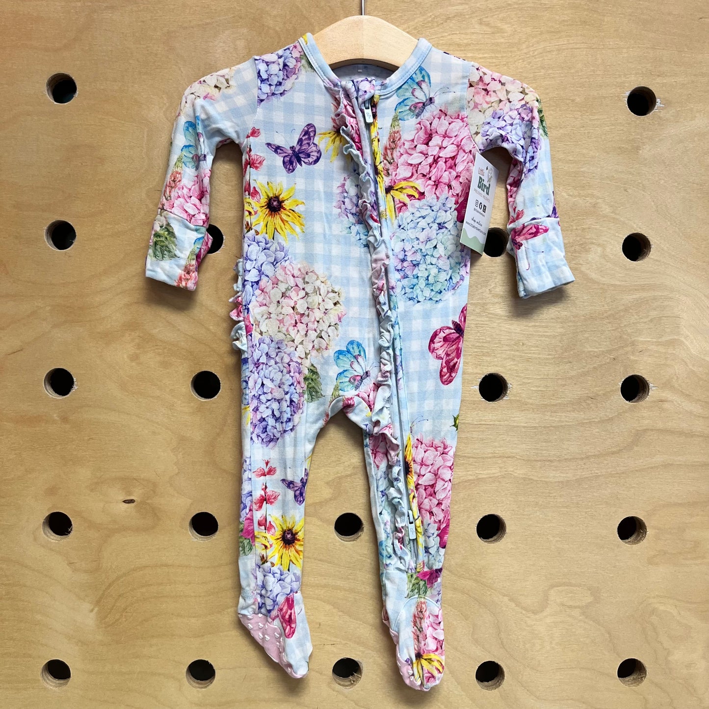Aqua/Pink Floral Bamboo Zippy