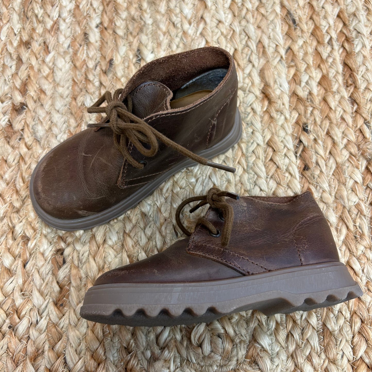 Brown Distressed Leather Hi Tops